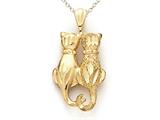 14kt Yellow Gold 2 Cats Pendant - Free Chain Included
