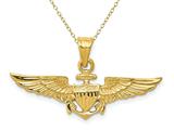 14kt Yellow Gold US Air Force Pilot Wings Pendant - Free Chain Included