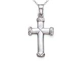 14kt White Gold Small Cross Pendant - Free Chain Included