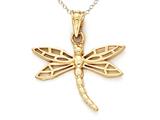 14kt Yellow Gold Dragonfly Pendant - Free Chain Included