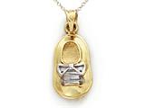 14kt Two Tone Gold Baby Boy Shoe Pendant - Free Chain Included