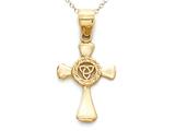 14kt Yellow Gold Small Celtic Cross Pendant - Free Chain Included
