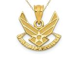 14kt Yellow Gold US Air Force Wings Pendant - Free Chain Included