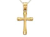 14kt Yellow Gold Diamond Cut Cross Pendant- Free Chain Included