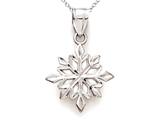 14kt White Gold Snowflake Pendant - Free Chain Included