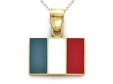 14kt Yellow Gold Enamel Italy Flag Pendant- Free Chain Included
