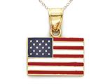 14kt Yellow Gold Enamel United States Flag - Free Chain Included