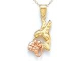 14kt Two Tone Gold  Hummingbird Pendant - Free Chain Included