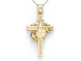 14kt Yellow Gold Large US Marine Corp Cross Pendant - Free Chain Included