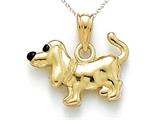 14kt Yellow Gold Enamelled Dachshund Pendant - Free Chain Included