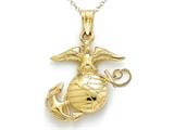 14kt Yellow Gold Small Polished Marine Corps Emblem Pendant - Free Chain Included
