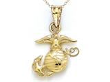 14kt Yellow Gold Extra Small Polished Marine Corps Emblem Pendant - Free Chain Included