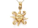 14kt Yellow Gold Small Sun Pendant - Free Chain Included