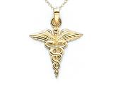 14kt Yellow Gold Caduceus Pendant - Free Chain Included