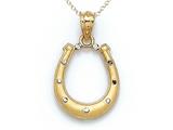 14kt Two Tone Gold Satin Horseshoe Pendant  - Free Chain Included