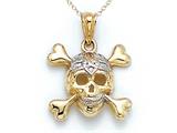 14kt Yellow Gold Skull and Crossbones Pendant  - Free Chain Included