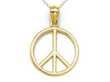 14kt Yellow Gold Peace Sign Pendant - Free Chain Included