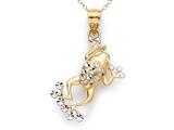 14kt Two Tone Frog Pendant - Free Chain Included
