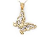 14kt Yellow Gold Diamond Cut Butterfly Pendant  - Free Chain Included