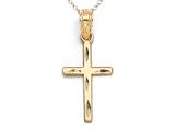 14kt Yellow Gold Small Diamond Cut Cross Pendant - Free Chain Included