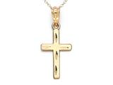 14kt Yellow Gold Medium Diamond Cut Cross Pendant - Free Chain Included