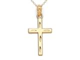 14kt Yellow Gold Large Diamond Cut Cross Pendant - Free Chain Included