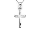 14kt White Gold Small Diamond Cut Cross Pendant - Free Chain Included