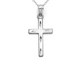 14kt White Gold Large Diamond Cut Cross Pendant - Free Chain Included