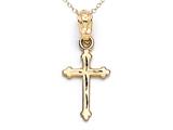 14kt Yellow Gold Extra Small Diamond Cut Cross Pendant - Free Chain Included