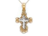 14kt Yellow Gold Small Fancy Cross Pendant - Free Chain Included