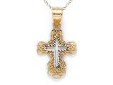 14kt Yellow Gold Medium Fancy Cross Pendant - Free Chain Included