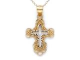14kt Yellow Gold Large Fancy Cross Pendant - Free Chain Included