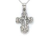 14kt White Gold Small Fancy Cross Pendant - Free Chain Included