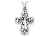 14kt White Gold Small Fancy Cross Pendant - Free Chain Included