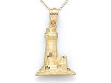 14kt Yellow Gold Polished Lighthouse Pendant - Free Chain Included