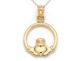 14kt Yellow Gold Small Claddagh Pendant - Free Chain Included