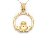14kt Yellow Gold Medium Claddagh Pendant - Free Chain Included