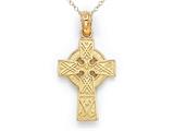 14kt Yellow Gold Medium Celtic Cross Pendant - Free Chain Included