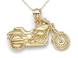 14kt Yellow Gold Small Motorcycle Pendant - Free Chain Included
