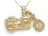 14kt Yellow Gold Large Motorcycle Pendant - Free Chain Included