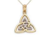 14kt Gold Small Two Tone Trinity Pendant - Free Chain Included