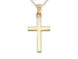 14kt Yellow Gold Large Polished Cross Pendant - Free Chain Included