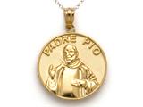 14kt Yellow Gold Padre Pio Medallion Pendant - Free Chain Included