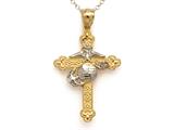 14kt Two Tone Large Fancy Marine Cross Pendant - Free Chain Included