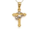 14kt Two Tone Gold Small Fancy Marine Cross Pendant - Free Chain Included