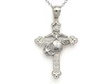 14kt White Gold Large Fancy Marine Cross Pendant - Free Chain Included