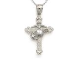 14kt White Gold Large Fancy Marine Cross Pendant - Free Chain Included