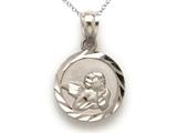14kt White Gold Small Round Angel Medallion Pendant - Free Chain Included