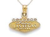 14kt Yellow Gold Two Sided Las Vegas Pendant - Free Chain Included