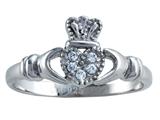 925 Sterling Silver Claddagh Ring with Cubic Zirconia (CZ)